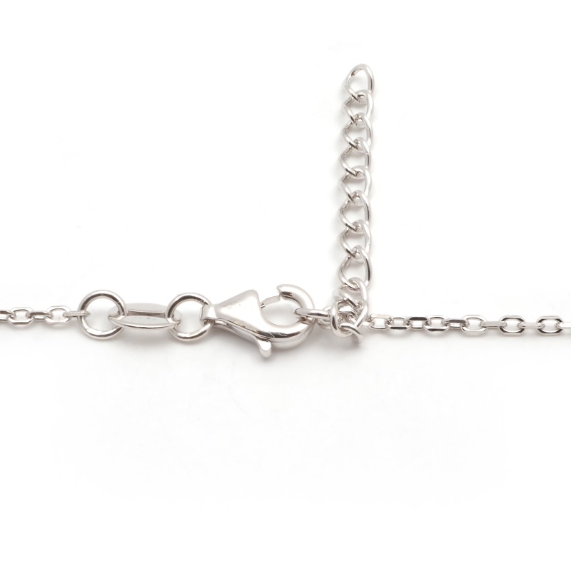 Collier fantaisie femme carador en argent avec oxydes  blancs et bleu motif infini