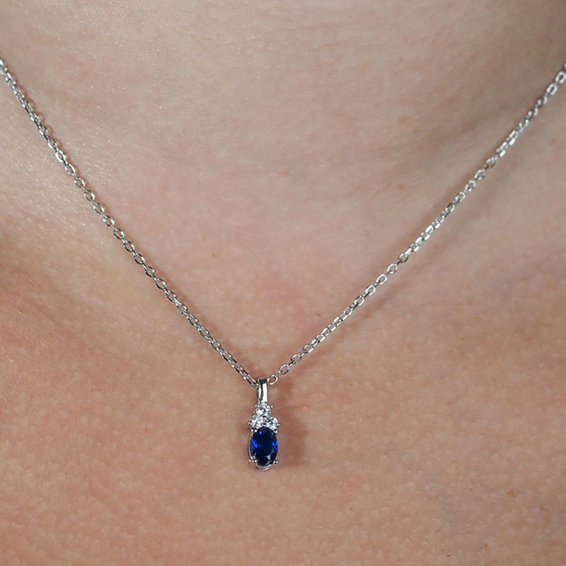 Collier fantaisie femme carador en  argent avec oxydes blanc et bleu