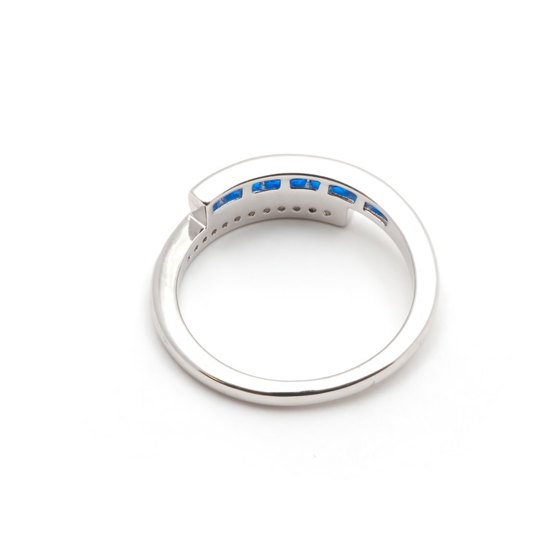 Bague Femme  Carador en argent avec oxydes de zirconium et spinelle bleu foncé