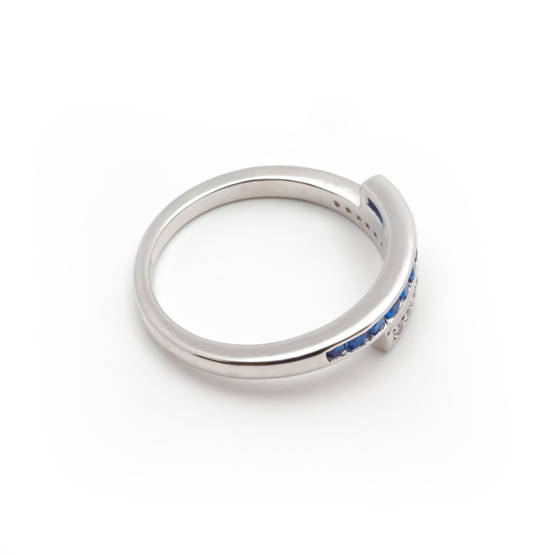 Bague Femme  Carador en argent avec oxydes de zirconium et spinelle bleu foncé