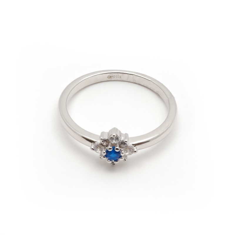 Bague Femme  Carador en argent avec oxydes de zirconium et spinelle bleue