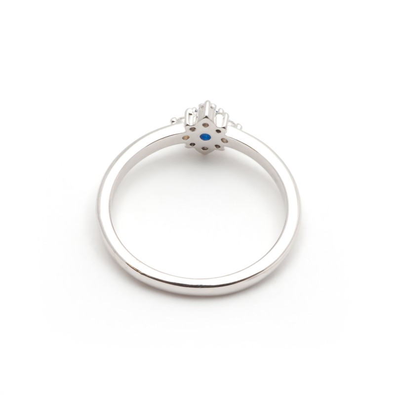 Bague Femme  Carador en argent avec oxydes de zirconium et spinelle bleue