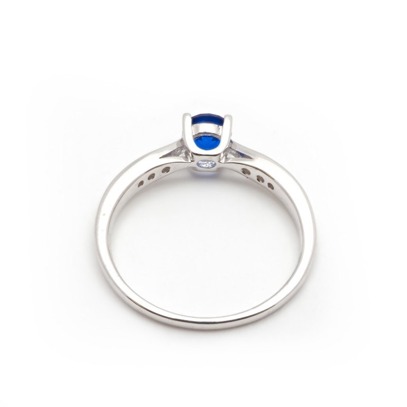 Bague solitaire accompagné Femme Carador en Argent avec Spinelle bleu et Oxydes de zirconium serti 4 griffes