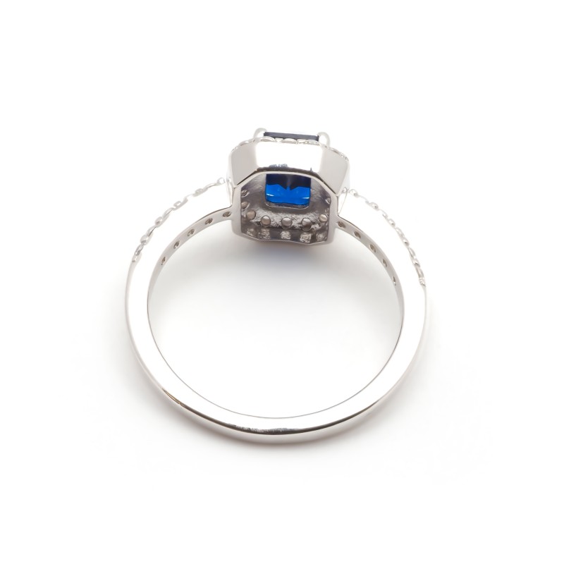 Bague Femme  Carador en argent avec oxydes de zirconium et spinelle bleu foncé
