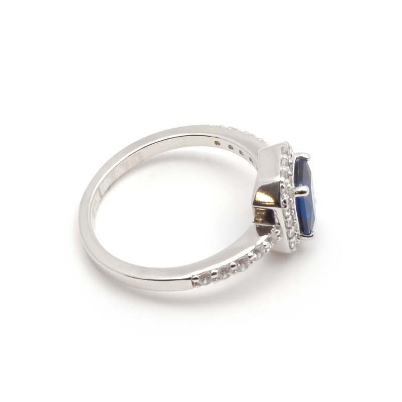 Bague Femme  Carador en argent avec oxydes de zirconium et spinelle bleu foncé