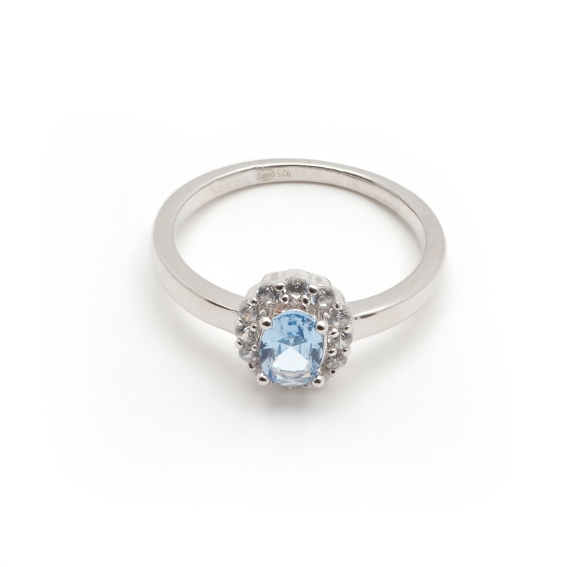 Bague Femme  Carador en argent avec oxydes de zirconium et spinelle bleu