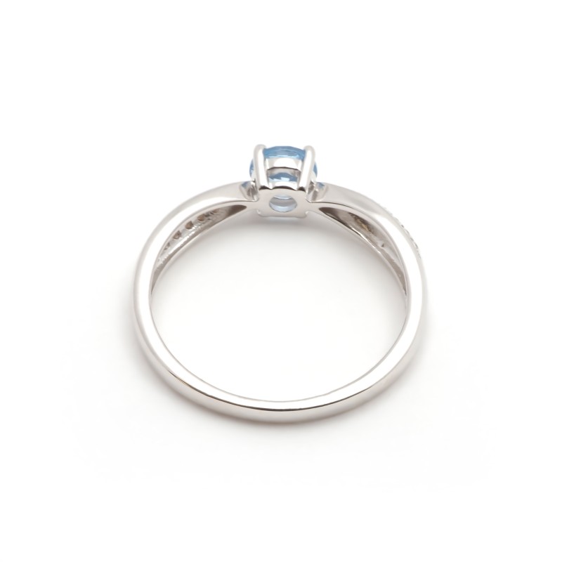 Bague solitaire accompagné femme carador en argent avec spinelle bleu et oxydes de zirconium