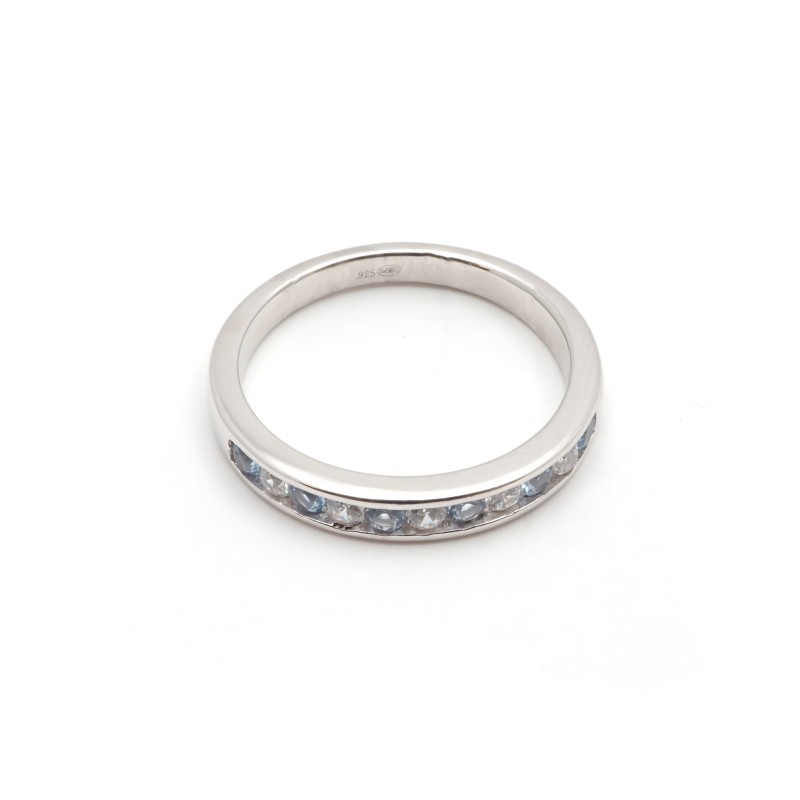 Bague femme carador en argent avec spinelle bleue clair et oxydes de zirconium