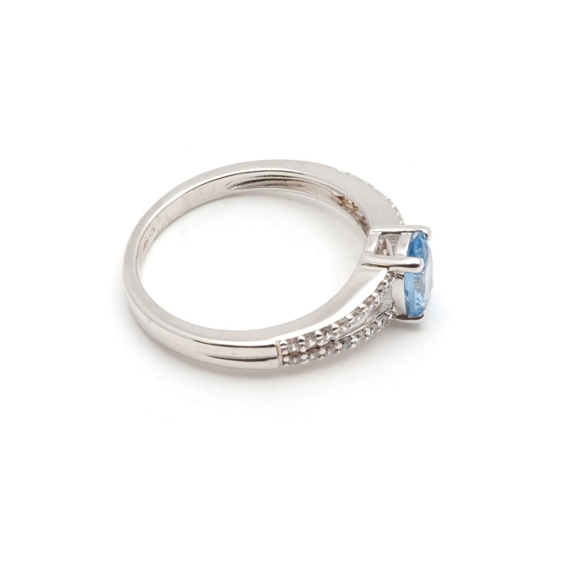 Bague Femme  Carador en argent avec oxydes de zirconium et spinelle bleu