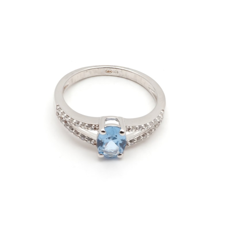 Bague Femme  Carador en argent avec oxydes de zirconium et spinelle bleu