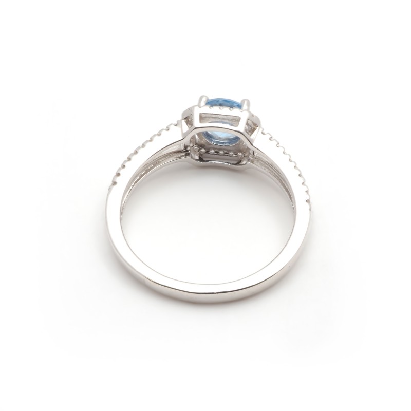 Bague femme carador en argent avec spinelle bleu et oxydes de zirconium