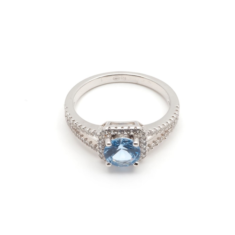 Bague femme carador en argent avec spinelle bleu et oxydes de zirconium