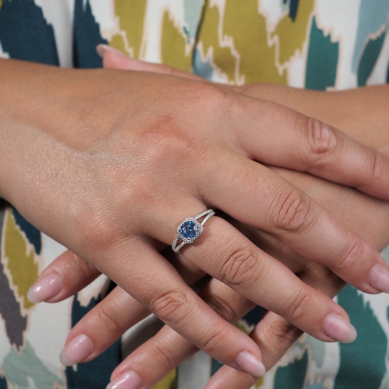 Bague femme carador en argent avec spinelle bleu et oxydes de zirconium