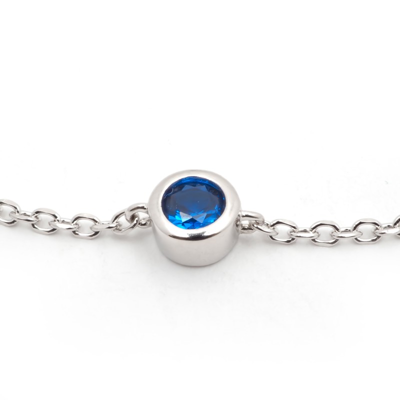 Bracelet femme fantaisie Carador en argent et spinelle bleue sertie clos