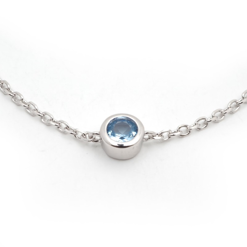 Bracelet femme fantaisie Carador en argent  et spinelle bleu clair serti clos