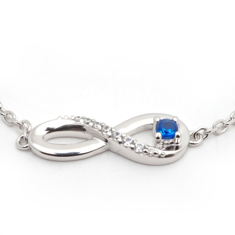 Bracelet femme fantaisie Carador en argent et oxyde bleu motif infini