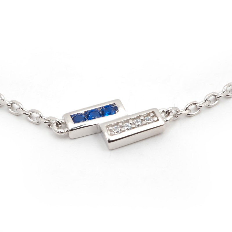 Bracelet femme fantaisie Carador en argent et oxydes blanc et bleus