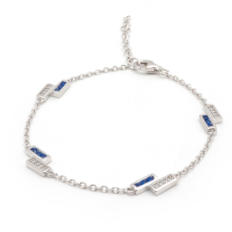 Bracelet femme fantaisie Carador en argent et oxydes blanc et bleus