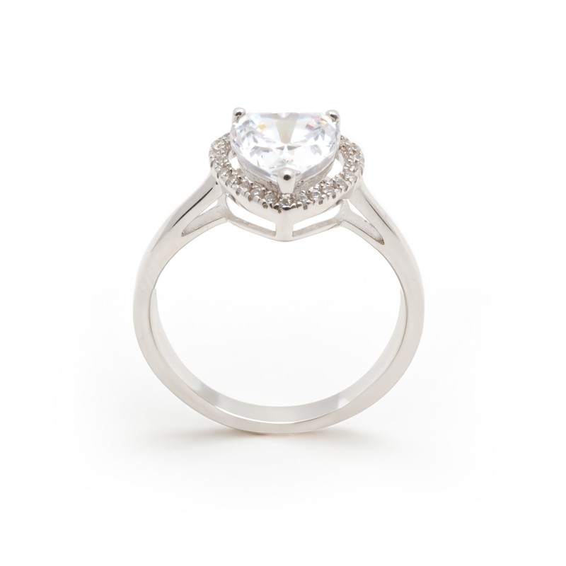 Bague solitaire femme carador en argent motif cœur avec oxydes de zirconium