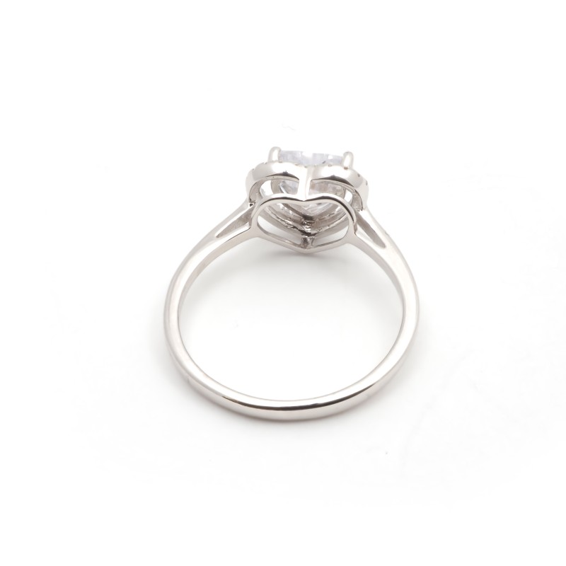 Bague solitaire femme carador en argent motif cœur avec oxydes de zirconium