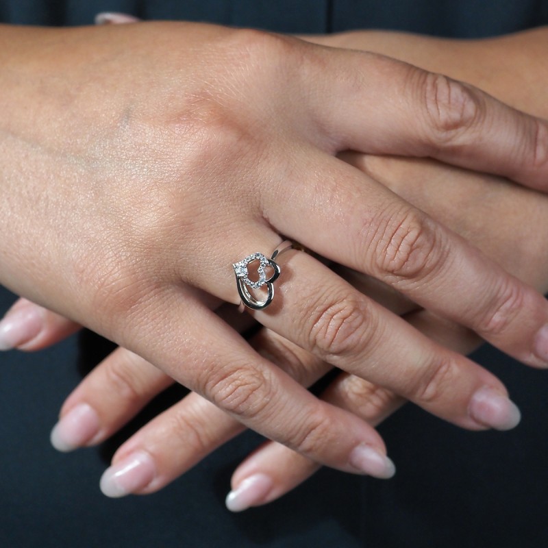 Bague femme Carador en argent motif cœur avec oxydes de zirconium