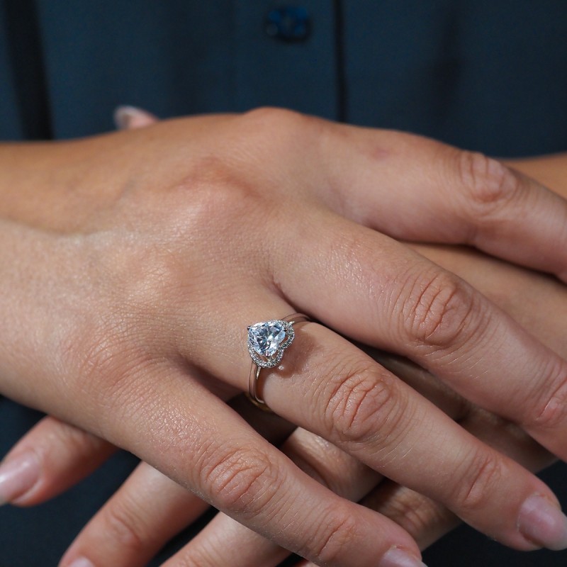 Bague solitaire femme carador en argent motif cœur avec oxydes de zirconium