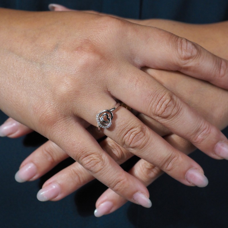 Bague femme Carador en argent motif cœur avec oxydes de zirconium