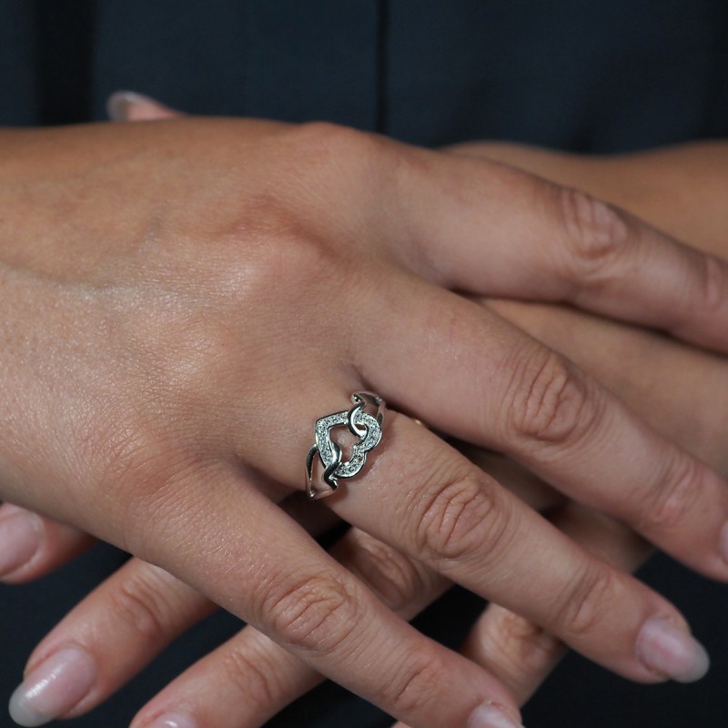 Bague femme carador en argent trois cœurs entrelacés avec oxydes de zirconium