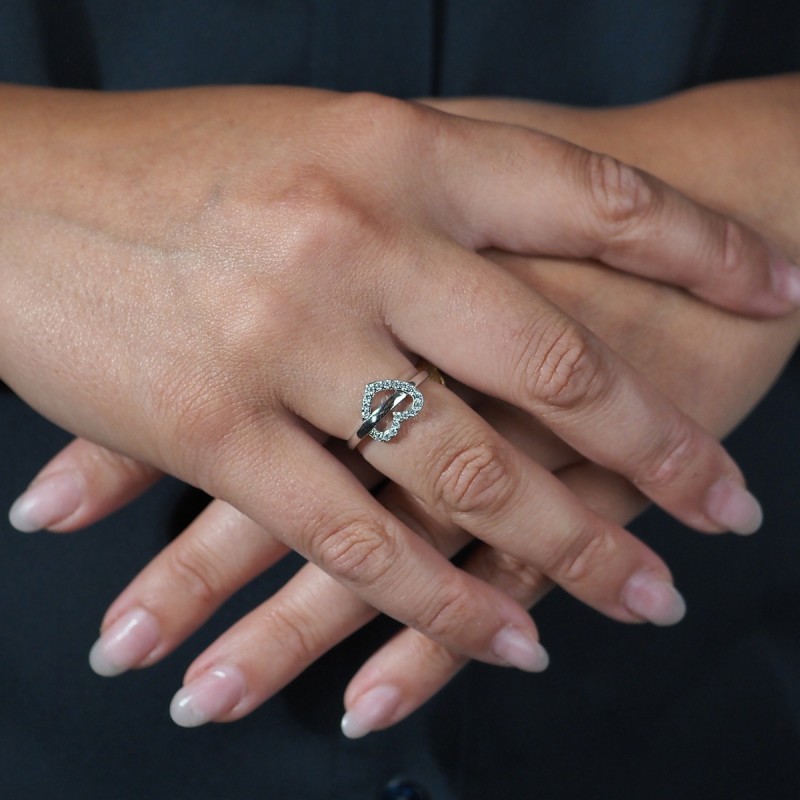 Bague femme Carador  en argent motif cœur avec oxydes de zirconium