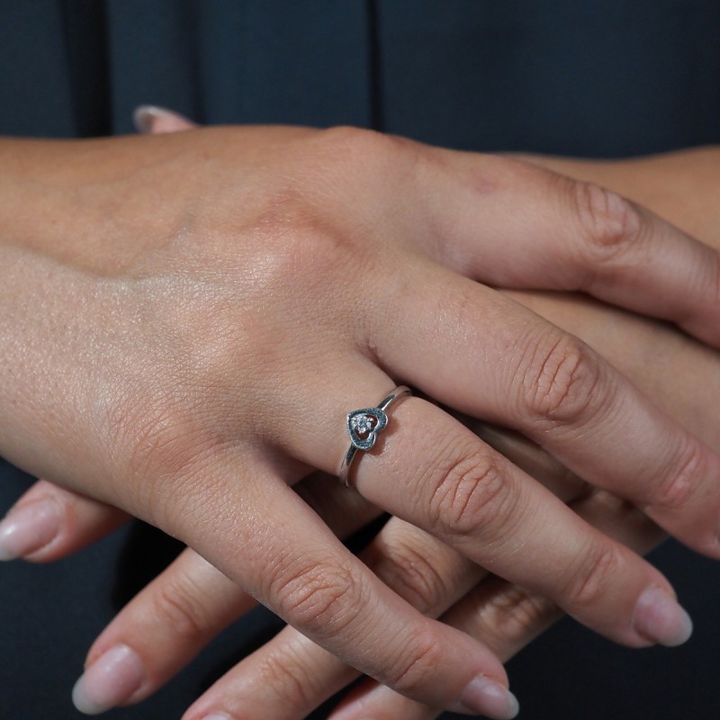 Bague Femme Carador en argent avec oxyde de zirconium motif cœur