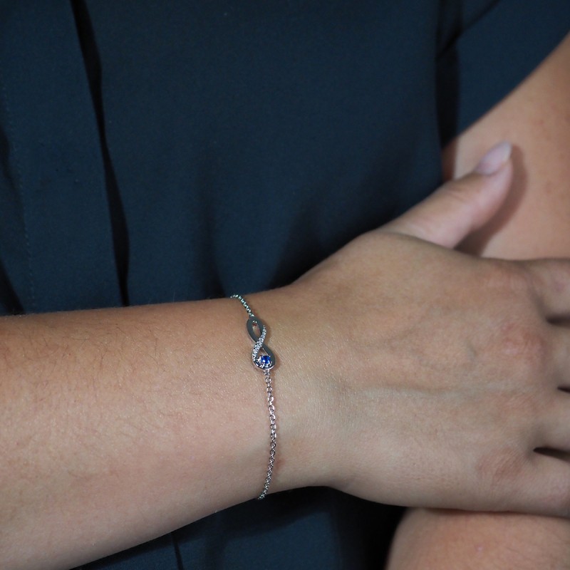 Bracelet femme fantaisie Carador en argent et oxyde bleu motif infini