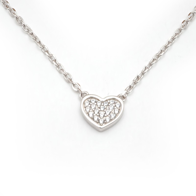 Collier Femme carador en argent motif cœur avec oxydes de zirconium