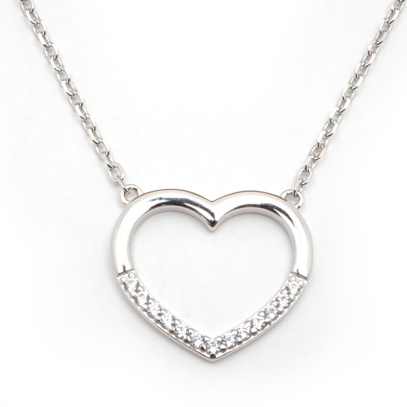 Collier fantaisie femme carador en  argent avec oxydes de zirconium motif coeur