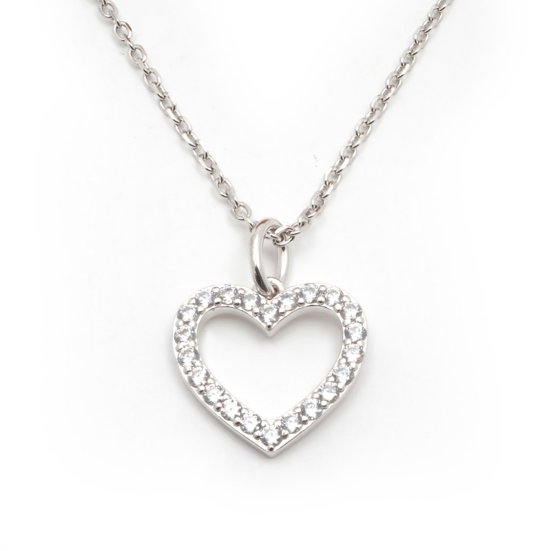 Collier fantaisie femme carador en  argent avec oxydes de zirconium motif coeur