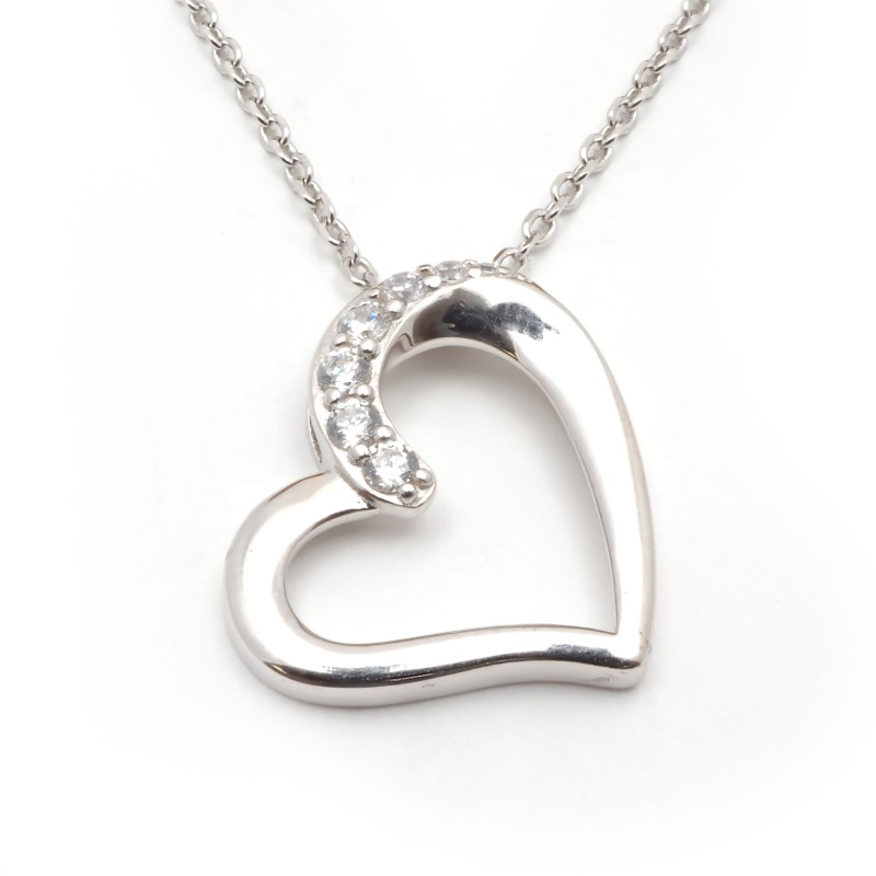 Collier fantaisie femme carador en  argent avec oxyde de zirconium motif coeur