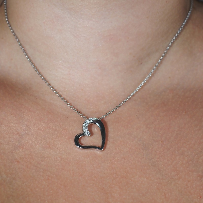 Collier fantaisie femme carador en  argent avec oxyde de zirconium motif coeur