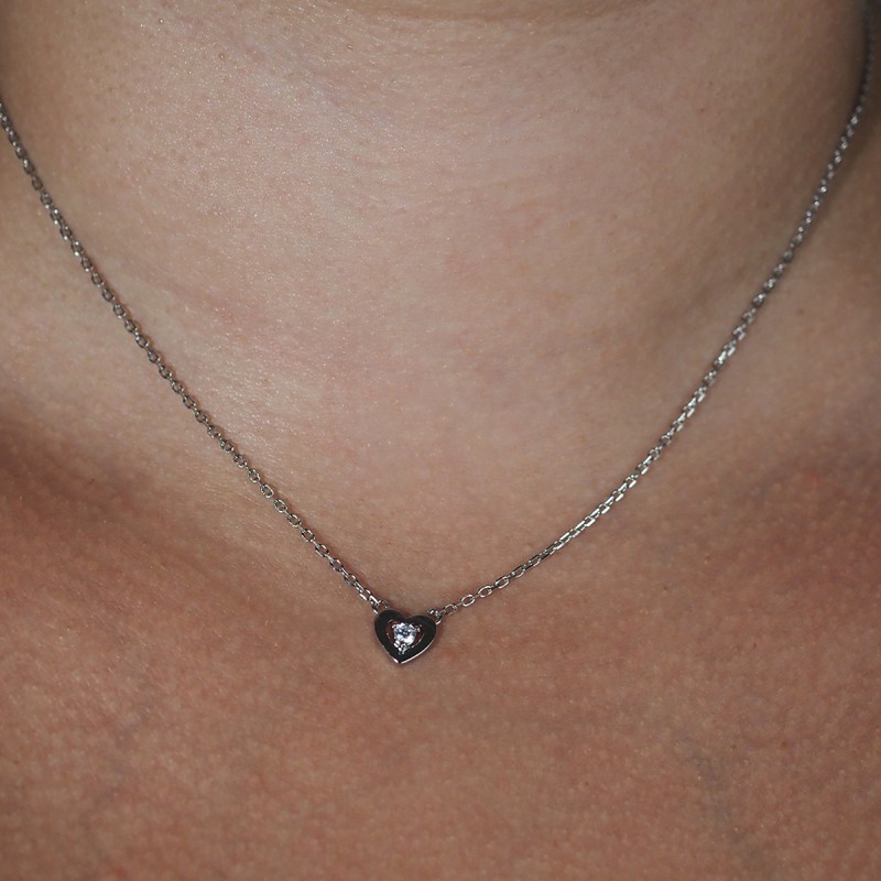 Collier fantaisie femme carador en argent avec oxydes de zirconium forme coeur