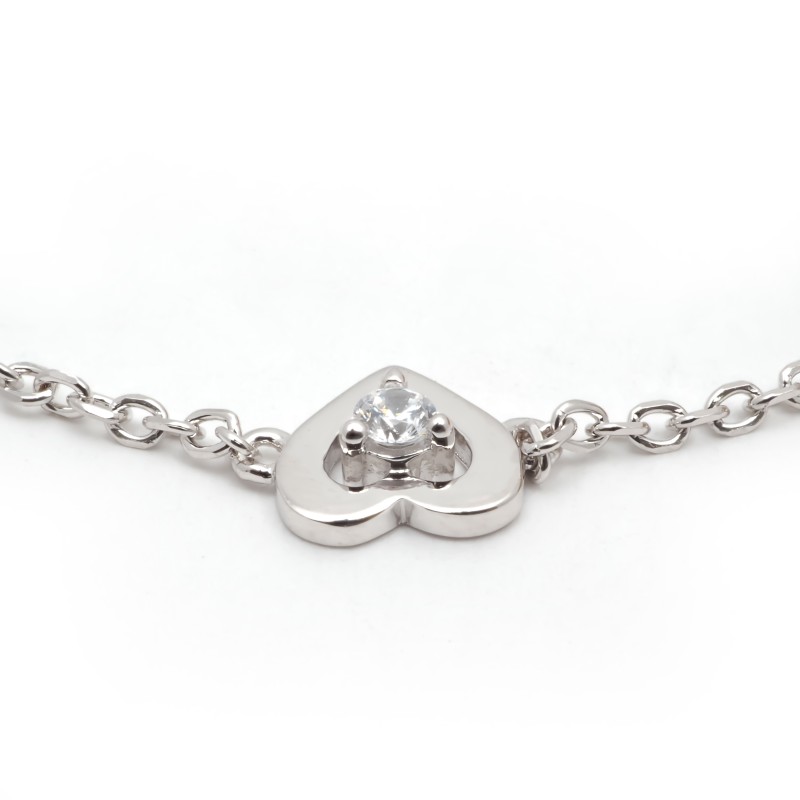 Bracelet femme fantaisie Carador double chaînes en argent avec  2 pampilles en  oxydes de zirconium