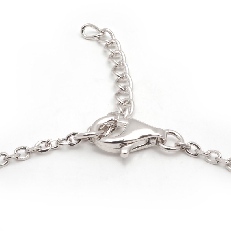 Bracelet femme fantaisie Carador double chaînes en argent avec  2 pampilles en  oxydes de zirconium