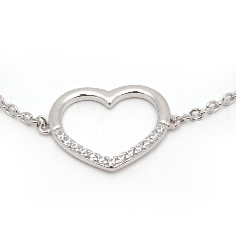 Bracelet Femme Carador en argent motif cœur avec oxydes de zirconium