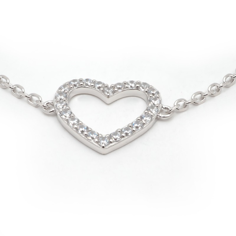 Bracelet femme Carador en argent  et oxydes de zirconium motif coeur