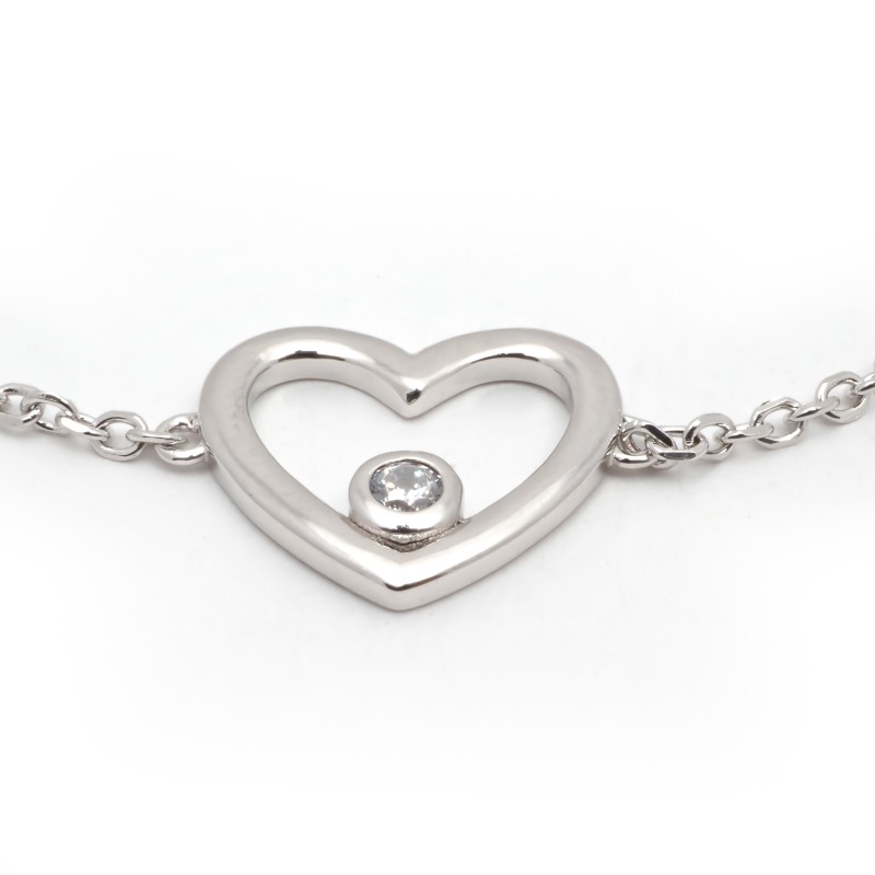 Bracelet femme Carador en argent  et oxydes de zirconium motif coeur