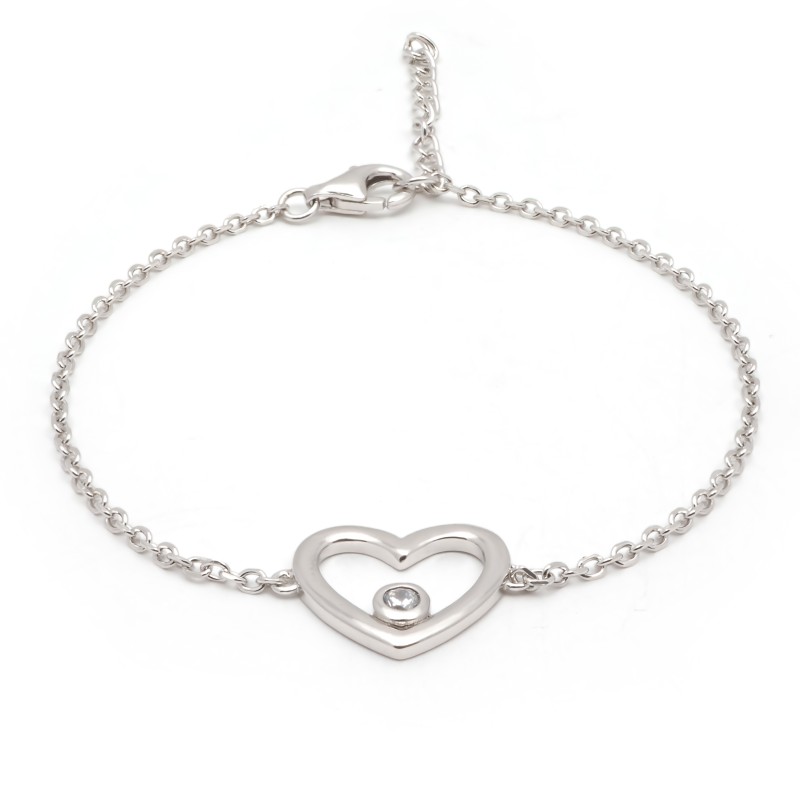 Bracelet femme Carador en argent  et oxydes de zirconium motif coeur