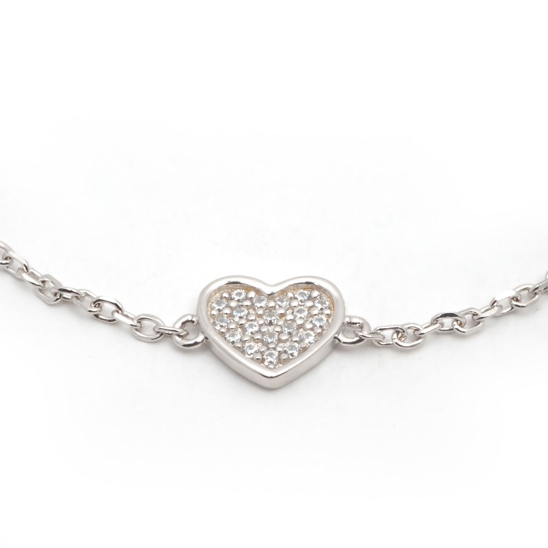 Bracelet femme Carador en argent  et oxydes de zirconium motif coeur