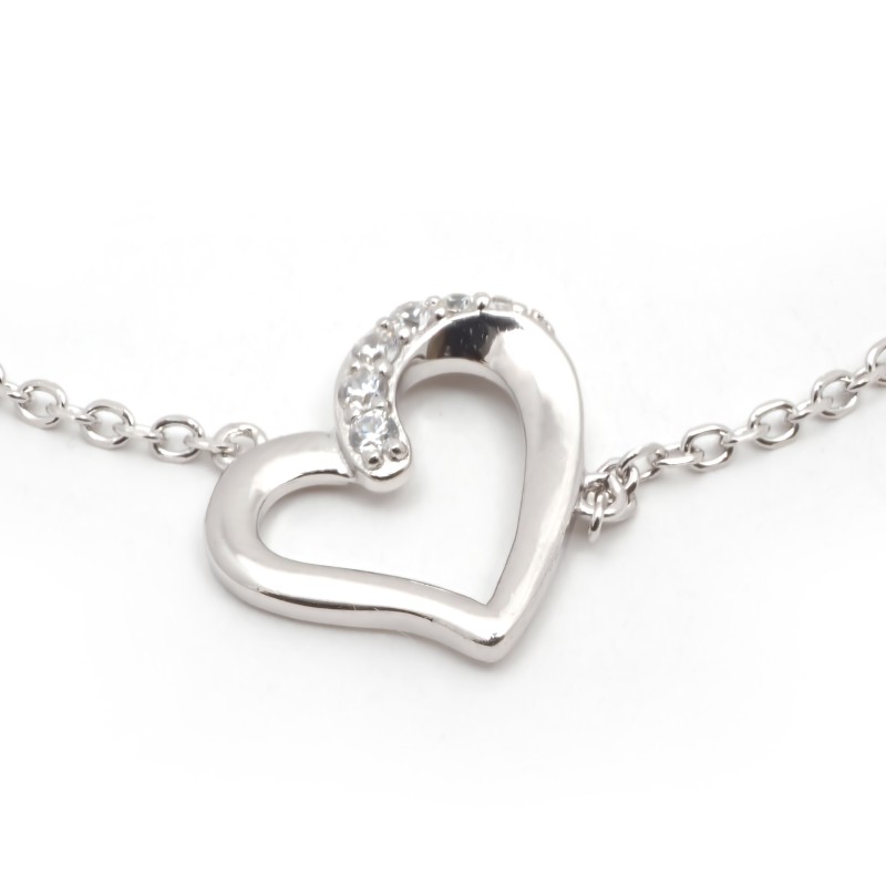 Bracelet femme fantaisie Carador  en argent  et oxydes de zirconium motif coeur