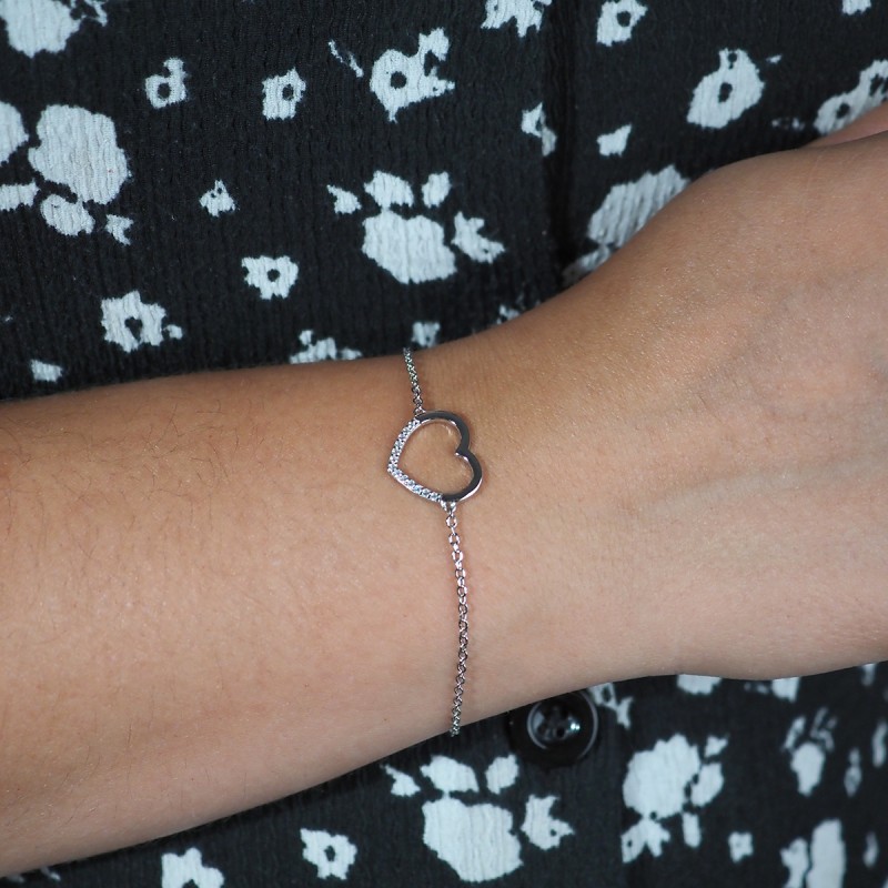 Bracelet femme Carador en argent  et oxydes de zirconium motif coeur
