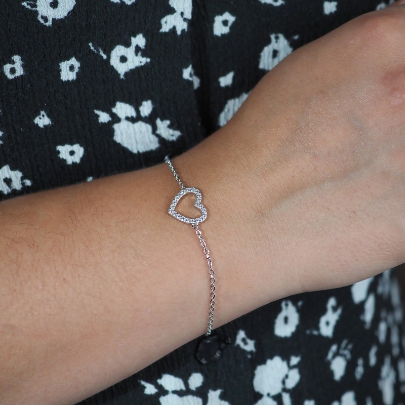 Bracelet femme Carador en argent  et oxydes de zirconium motif coeur