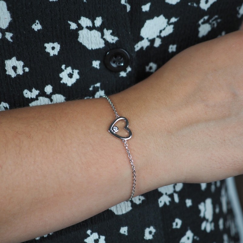 Bracelet femme Carador en argent  et oxydes de zirconium motif coeur