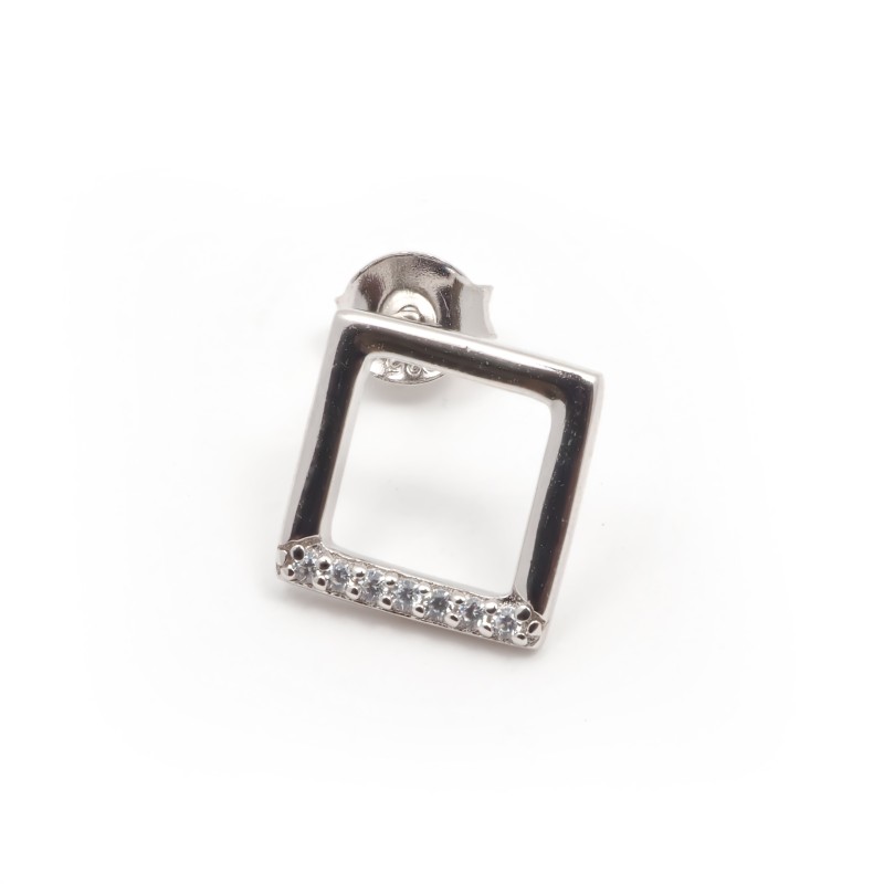 Boucles d'oreilles clous Carador en argent 925/000 et oxydes de zirconium motif carré