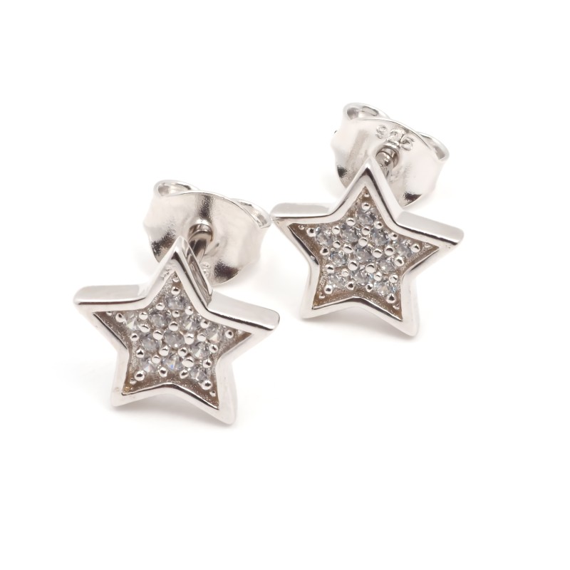 Boucles d'oreilles clous femme carador en argent forme étoile avec oxydes de zirconium